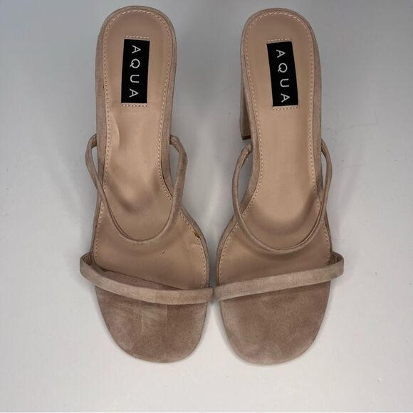 Aqua Adele Open-Toe Block High-Heel Nude Sandals Size 6.5 - Picture 11 of 11